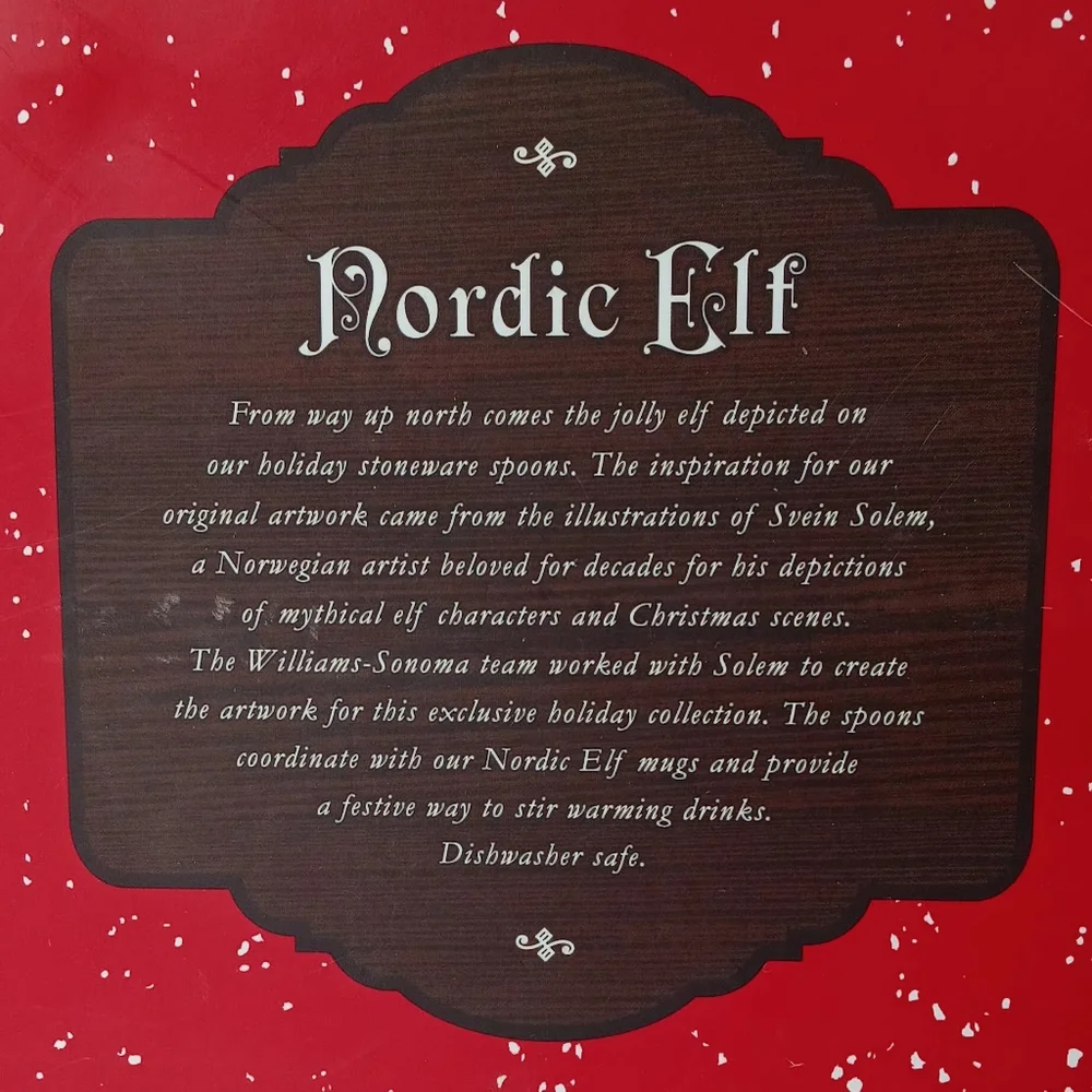 Stoneware Spoons Set of 4 Williams Sonoma Nordic Elf 2008